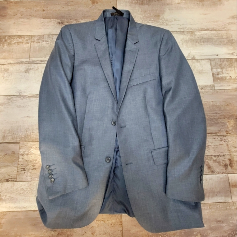 40L Vitali Men's Blazer Gray Blue 2 Button Sport Coat Suit Jaxket